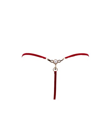 String rouge avec bijou perle  strass dorés