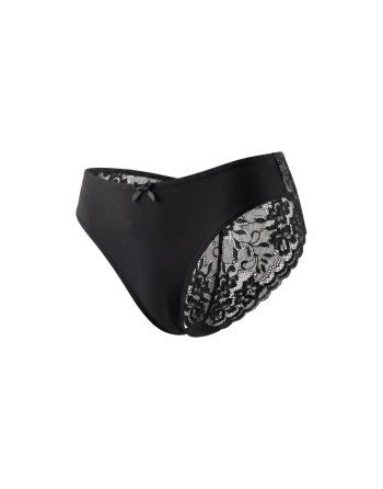 Culotte noire en dentelle avec nœud en satin