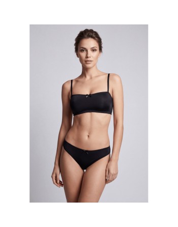 Culotte noire en dentelle avec nœud en satin