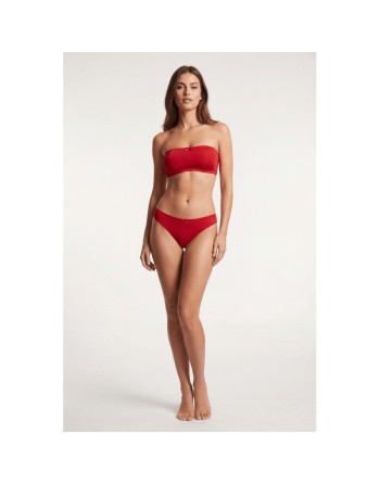 Culotte rouge en dentelle avec nœud en satin