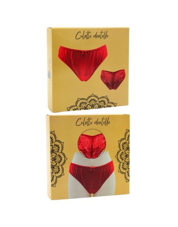 Culotte rouge en dentelle avec nœud en satin