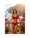 Culotte rouge en dentelle avec nœud en satin