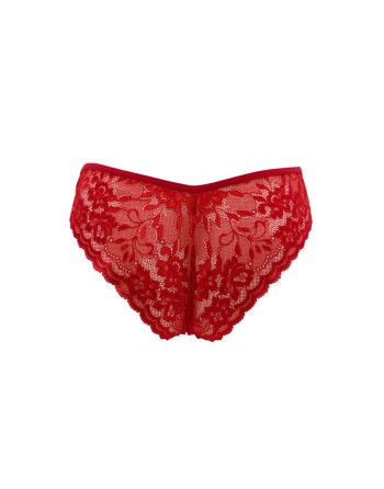 Culotte rouge en dentelle avec nœud en satin