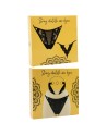 Tanga noir en dentelle avec bijou losanges dorés