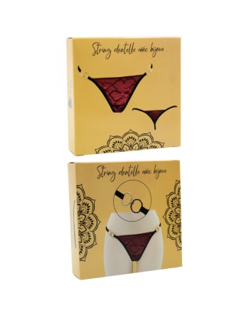 String bordeaux avec anneaux détachables