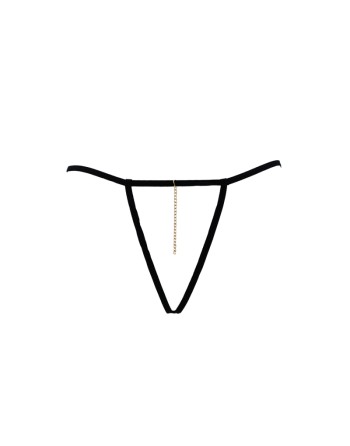 String noir en dentelle avec bijou et chaîne dorée