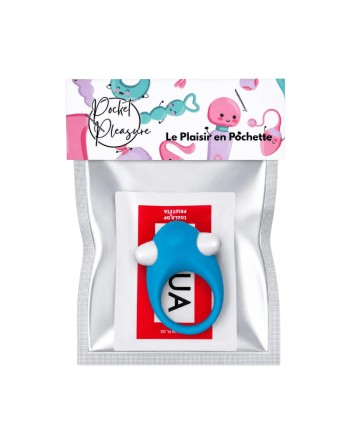 Cockring Vibrant Dauphin Bleu  1 dosette de lubrifiant — Pocket Pleasure