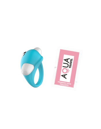 Cockring Vibrant Dauphin Bleu  1 dosette de lubrifiant — Pocket Pleasure