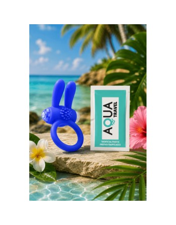 Anneau Vibrant Rabbit Bleu Silicone  1 dosette de lubrifiant — Pocket Pleasure