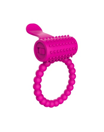 Anneau rose vibrant silicone avec langue picot Pocket Pleasure  1 dosette de lubrifiant
