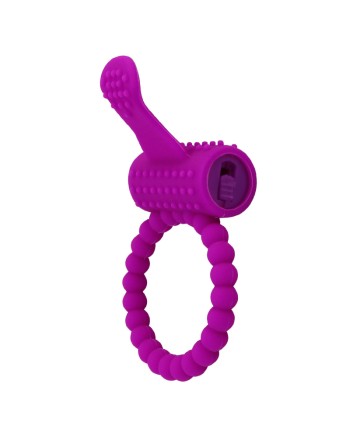 Anneau violet vibrant silicone avec langue picot Pocket Pleasure  1 dosette de lubrifiant