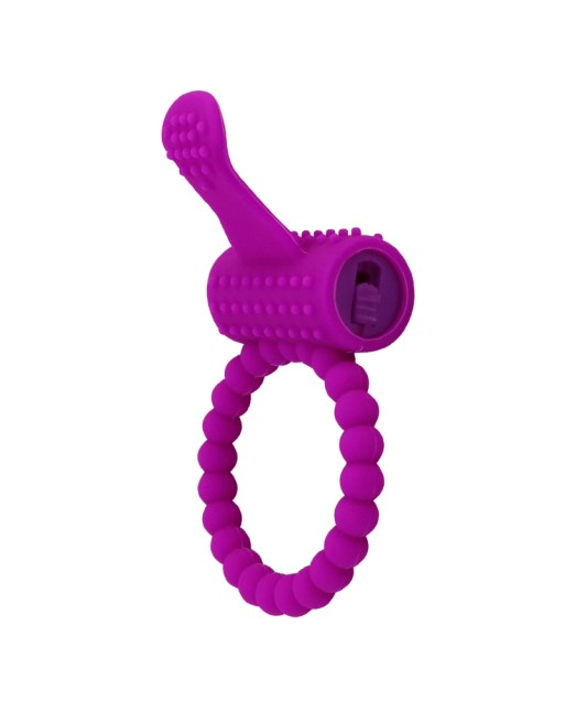 Anneau violet vibrant silicone avec langue picot Pocket Pleasure  1 dosette de lubrifiant