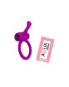 Anneau violet vibrant silicone avec langue picot Pocket Pleasure  1 dosette de lubrifiant