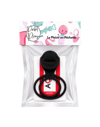 Anneau vibrant 1 seul mode de vibration très extensible noir Pocket Pleasure  1 dosette de lubrifiant