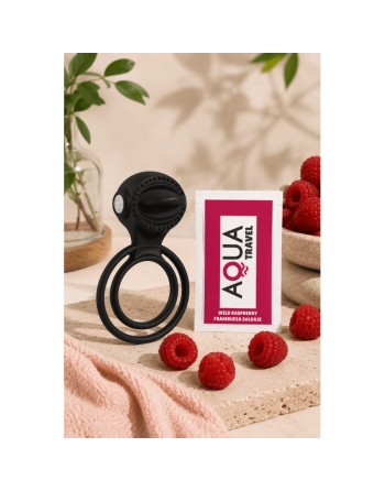Anneau vibrant 1 seul mode de vibration très extensible noir Pocket Pleasure  1 dosette de lubrifiant
