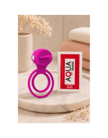 Anneau vibrant 1 seul mode de vibration très extensible rose Pocket Pleasure  1 dosette de lubrifiant