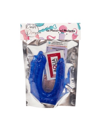 Double Dong Flexible Bleu Pocket Pleasure  1 dosette de lubrifiant