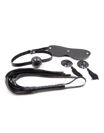 Ensemble Bondage noir - 4 pièces 