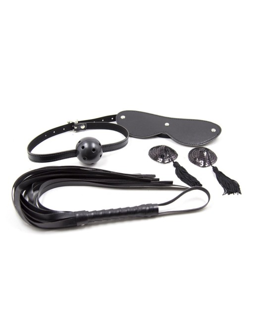 Ensemble Bondage noir - 4 pièces 