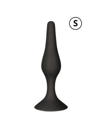 Plug Anal Noir en Silicone S avec Ventouse Taille S 10,5 cm Pocket Pleasure  1 dosette de lubrifiant