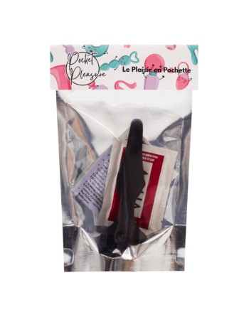 Plug Anal Noir en Silicone S avec Ventouse Taille S 10,5 cm Pocket Pleasure  1 dosette de lubrifiant