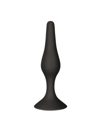 Plug Anal Noir en Silicone S avec Ventouse Taille S 10,5 cm Pocket Pleasure  1 dosette de lubrifiant