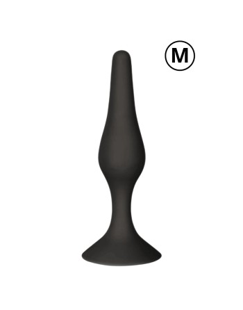 Plug Anal Noir en Silicone M avec Ventouse Taille M 11,3 cm Pocket Pleasure  1 dosette de lubrifiant