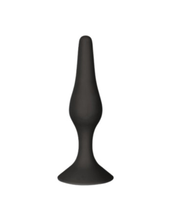 Plug Anal Noir en Silicone M avec Ventouse Taille M 11,3 cm Pocket Pleasure  1 dosette de lubrifiant