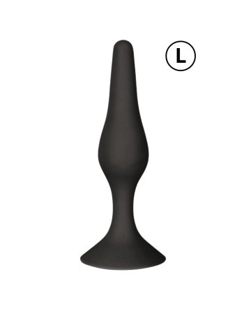 Plug Anal Noir en Silicone L avec Ventouse Taille L 12,7 cm Pocket Pleasure  1 dosette de lubrifiant
