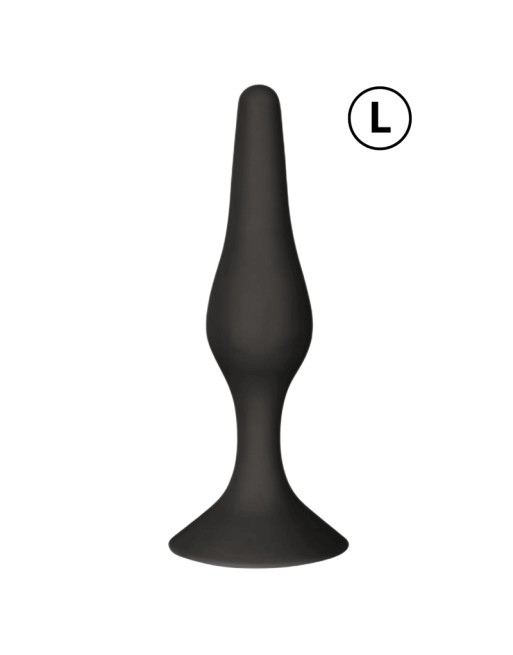 Plug Anal Noir en Silicone L avec Ventouse Taille L 12,7 cm Pocket Pleasure  1 dosette de lubrifiant