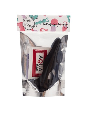 Plug Anal Noir en Silicone L avec Ventouse Taille L 12,7 cm Pocket Pleasure  1 dosette de lubrifiant