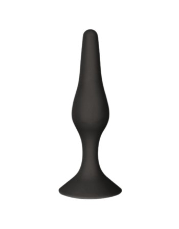Plug Anal Noir en Silicone L avec Ventouse Taille L 12,7 cm Pocket Pleasure  1 dosette de lubrifiant