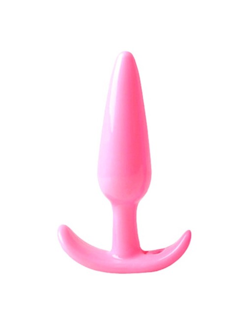 Plug anal rose souple base évasée Pocket Pleasure  1 dosette lubrifiant