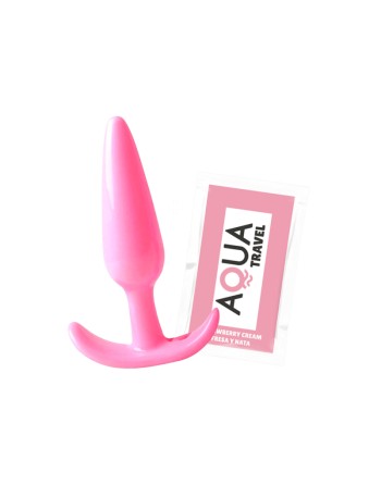 Plug anal rose souple base évasée Pocket Pleasure  1 dosette lubrifiant