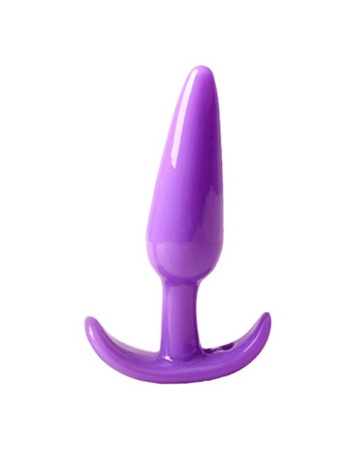 Plug anal violet souple base évasée Pocket Pleasure  1 dosette de lubrifiant