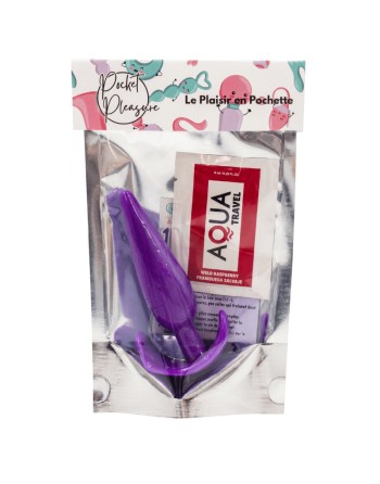 Plug anal violet souple base évasée Pocket Pleasure  1 dosette de lubrifiant