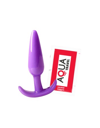 Plug anal violet souple base évasée Pocket Pleasure  1 dosette de lubrifiant