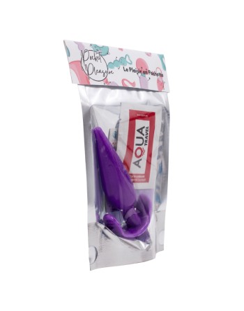 Plug anal violet souple base évasée Pocket Pleasure  1 dosette de lubrifiant