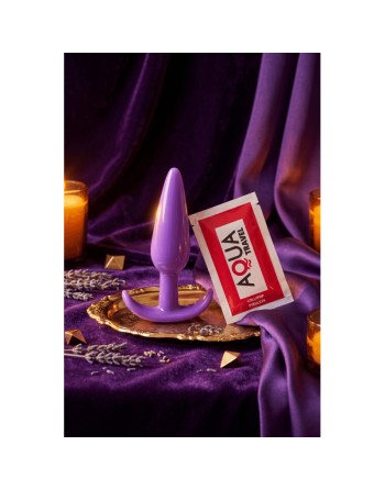 Plug anal violet souple base évasée Pocket Pleasure  1 dosette de lubrifiant