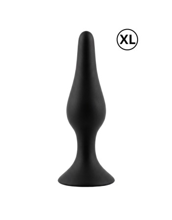 Plug Anal Noir en Silicone XL avec Ventouse Taille XL 15 cm Pocket Pleasure  1 dosette de lubrifiant
