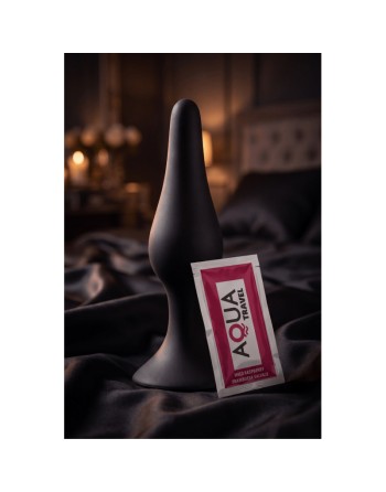 Plug Anal Noir en Silicone XL avec Ventouse Taille XL 15 cm Pocket Pleasure  1 dosette de lubrifiant