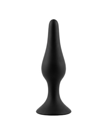 Plug Anal Noir en Silicone XL avec Ventouse Taille XL 15 cm Pocket Pleasure  1 dosette de lubrifiant
