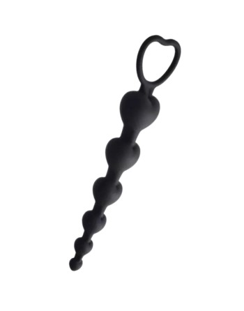 Chapelet Anal Cœur Silicone Noir  1 dosette de lubrifiant — Pocket Pleasure