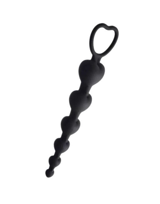 Chapelet Anal Cœur Silicone Noir  1 dosette de lubrifiant — Pocket Pleasure
