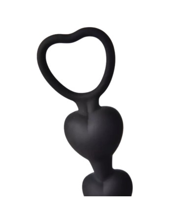 Chapelet Anal Cœur Silicone Noir  1 dosette de lubrifiant — Pocket Pleasure