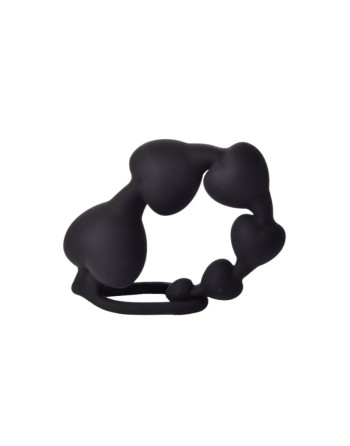 Chapelet Anal Cœur Silicone Noir  1 dosette de lubrifiant — Pocket Pleasure