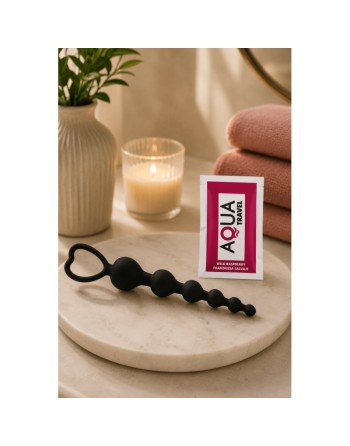 Chapelet Anal Cœur Silicone Noir  1 dosette de lubrifiant — Pocket Pleasure