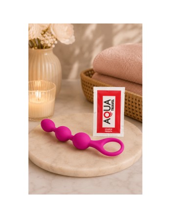 Chapelet Anal 3 Boules Fuchsia Silicone  1 dosette de lubrifiant — Pocket Pleasure