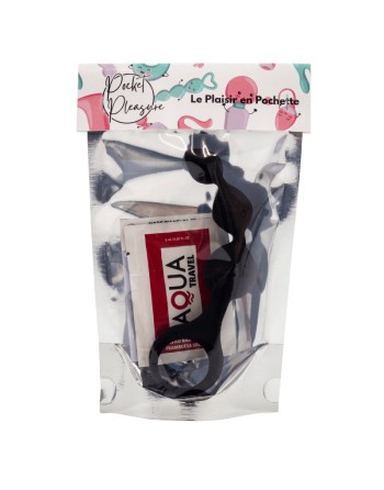 Chapelet anal 3 boules noir silicone 15 cm Pocket Pleasure  1 dosette lubrifiant