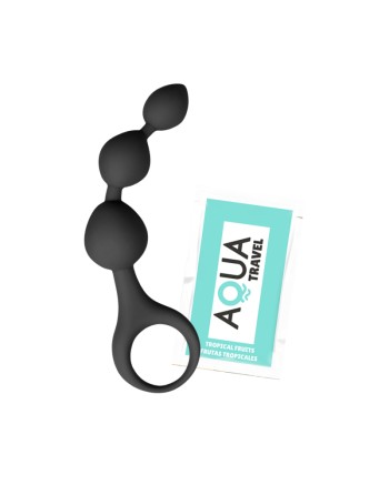 Chapelet anal 3 boules noir silicone 15 cm Pocket Pleasure  1 dosette lubrifiant